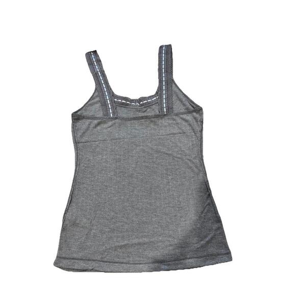 Free People Only You Ribbon Lace Trimmed Tank Medium Heather Gray NEW With Tag - Picture 3 of 4